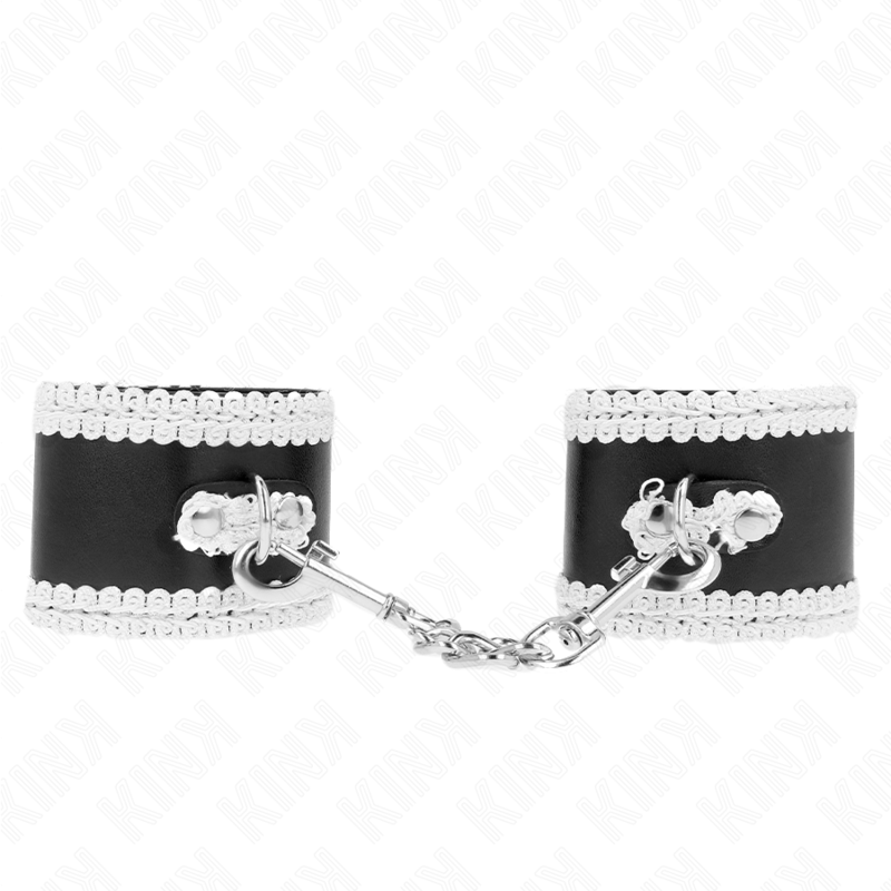 KINK - PULSO PRETO COM RENDA DECORADA BRANCA AJSUÁVEL 20-23 CM X 5,5 CM - Image 2