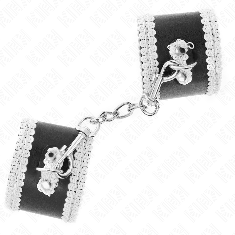 KINK - PULSO PRETO COM RENDA DECORADA BRANCA AJSUÁVEL 20-23 CM X 5,5 CM - Image 3