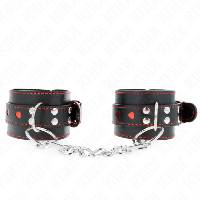 KINK - PULSO PRETO COM INSERÇÃO DE CORAÇÃO VERMELHO AJUSTÁVEL 21-28 CM X 5,5 CM - Image 2