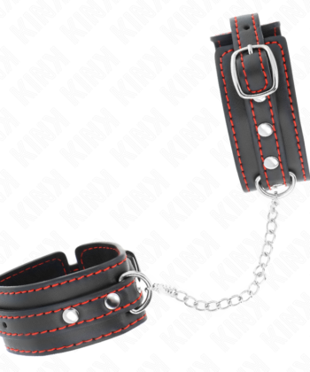 Visão alternativa de KINK - PEQUENOS PUNHOS PRETOS COM FORRO VERMELHO AJUSTÁVEIS 14-24 CM X 3,5 CM
