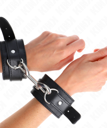 KINK - RETENÇÕES DE PULSO - LINHA DE REBITES ÚNICOS PRETO AJUSTÁVEL 17-28 CM X 5 CM