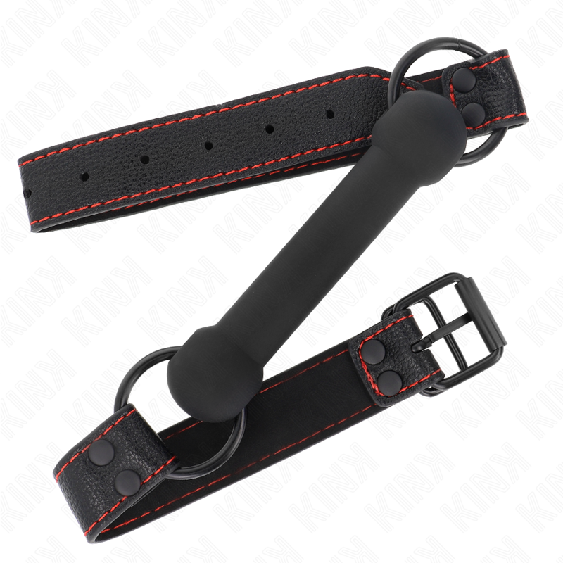 KINK - MORDAÇA DE OSSO COM ALÇA DE COURO PRETA AJUSTÁVEL 41-57 CM - Imagem 3