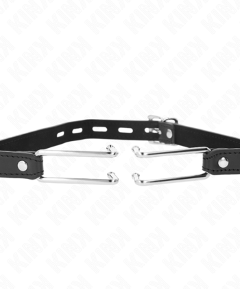 KINK - MORDAÇA DE GANCHO DE METAL 11,5 CM COM ALÇA DE COURO AJUSTÁVEL 39-58 CM X 2 CM