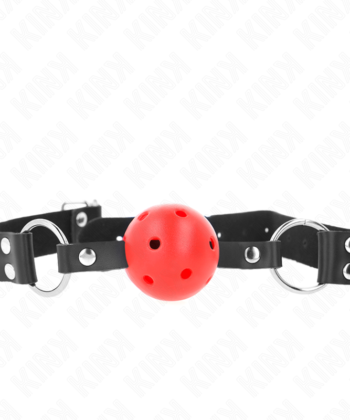 KINK - BOLA RESPIRÁVEL 4 CM MORDAÇA COM REBITE DUPLO VERMELHO 62,5 x 2,5 CM AJUSTÁVEL 42-58 CM