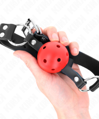 Visão alternativa de KINK - BOLA RESPIRÁVEL 4 CM MORDAÇA COM REBITE DUPLO VERMELHO 62,5 x 2,5 CM AJUSTÁVEL 42-58 CM