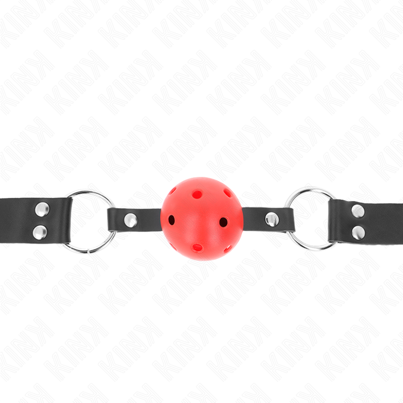 KINK - BOLA RESPIRÁVEL 4 CM MORDAÇA COM REBITE DUPLO VERMELHO 62,5 x 2,5 CM AJUSTÁVEL 42-58 CM - Imagem 4