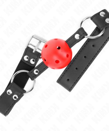 Visão alternativa de KINK - BOLA RESPIRÁVEL MORDAÇA DE 4 CM COM REBITE DUPLO COURO 62,5 x 2,5 CM AJUSTÁVEL 42-58 CM