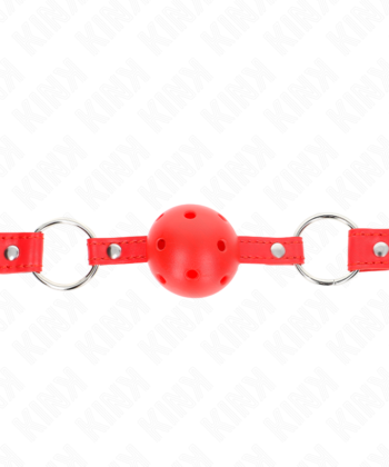 KINK - BOLA RESPIRÁVEL 4 CM MORDAÇA COM REBITE DUPLO MODELO 1 VERMELHO 62,5 x 2,5 CM AJUSTÁVEL 42-58 CM