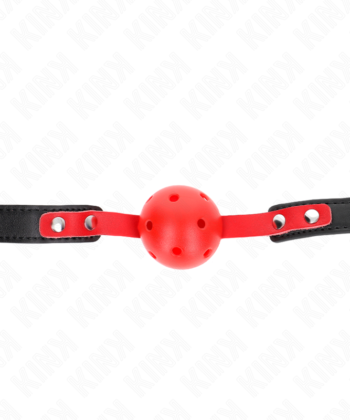 KINK - BOLA DURA OCA VERMELHA 4 CM GAG ALÇA PRETA 60 x 2 CM AJUSTÁVEL 37-52 CM