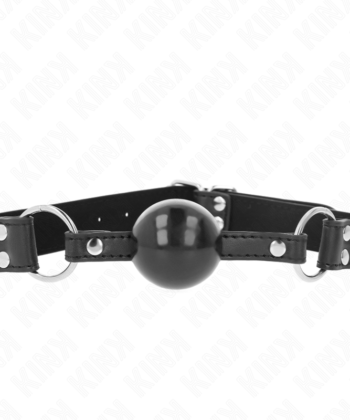 KINK - BOLA MACIA E SÓLIDA MORDAÇA DE 4 CM COM ALÇA DE COURO 62 x 2,5 CM AJUSTÁVEL 42-58 CM