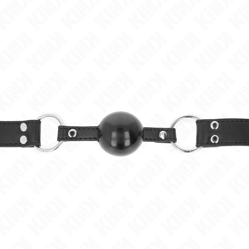 KINK - BOLA MACIA E SÓLIDA MORDAÇA DE 4 CM COM ALÇA DE COURO 62 x 2,5 CM AJUSTÁVEL 42-58 CM - Imagem 3