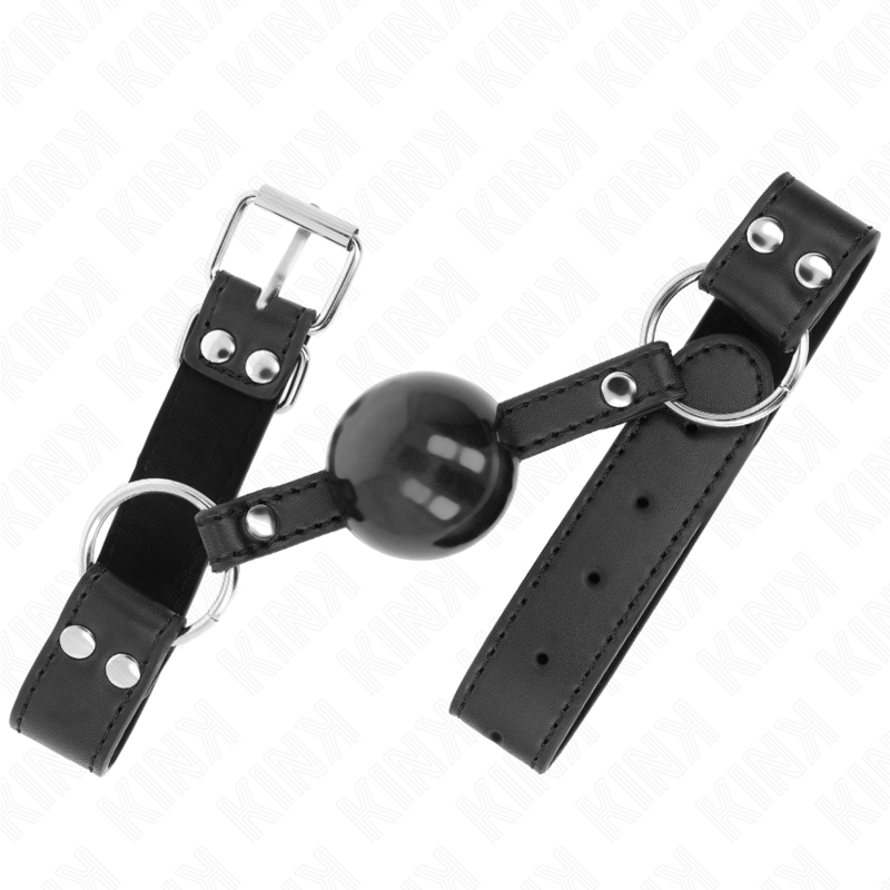KINK - BOLA MACIA E SÓLIDA MORDAÇA DE 4 CM COM ALÇA DE COURO 62 x 2,5 CM AJUSTÁVEL 42-58 CM - Imagem 2