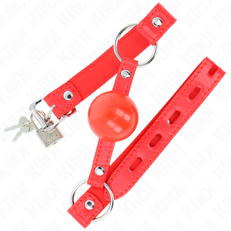 KINK - MORDAÇA BOLA TPE 4 CM COM FECHADURA ROJO 60 x 2 CM - Imagem 3