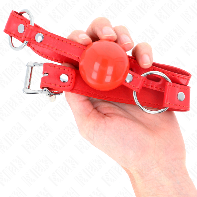 KINK - MORDAÇA BOLA TPE 4 CM COM FECHADURA ROJO 60 x 2 CM - Imagem 4