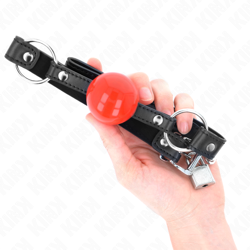 KINK - BOLA MORDAÇA 4 CM COM FECHADURA BOLA VERMELHA ALÇA PRETA 60 x 2 CM - Imagem 4