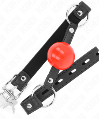 Visão alternativa de KINK - BOLA MORDAÇA 4 CM COM FECHADURA BOLA VERMELHA ALÇA PRETA 60 x 2 CM