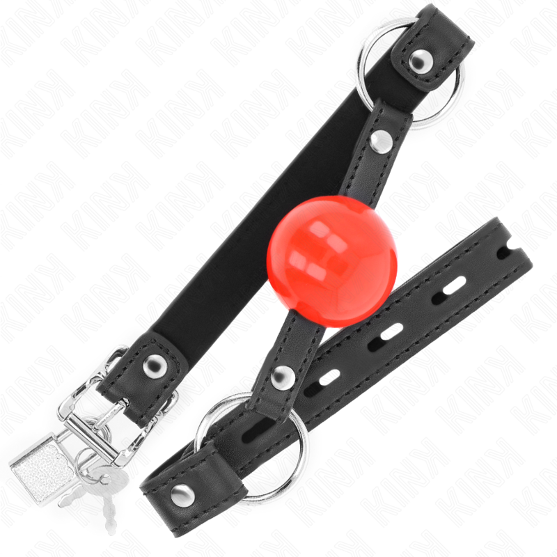 KINK - BOLA MORDAÇA 4 CM COM FECHADURA BOLA VERMELHA ALÇA PRETA 60 x 2 CM - Imagem 2