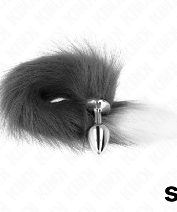 Alternative view of KINK - PLUG ANAL TAMANHO S 7 X 3 CM COM CAUDA SINTÉTICA 40 CM CINZENTO E BRANCO