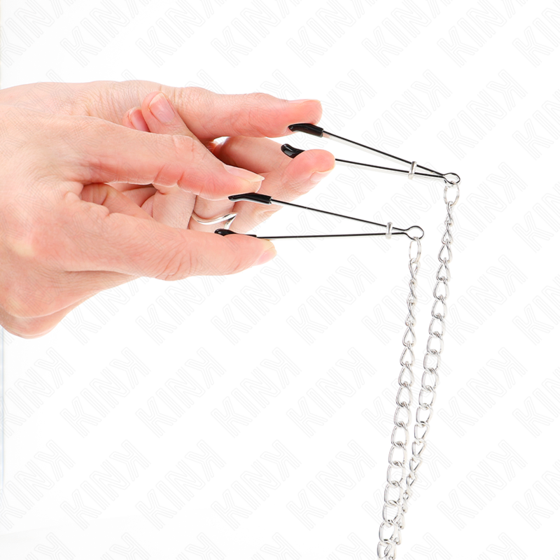 KINK - PINÇAS TRIPLAS PARA BICOS E CLITÓRIS COM CORRENTE MODELO 1 - Imagem 3
