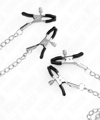 KINK - 4 PINÇAS DE BICO E CLITÓRIS AJUSTÁVEIS PRATA