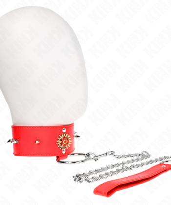 KINK - COLAR DE DIAMANTE VERMELHO COM CINTO 65 CM AJDUSTÁVEL 35-51 CM X 7 CM