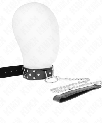 KINK - COLAR DE ALÇA DE REBITE DE ANEL COM CINTO 65 CM PRETO AJUSTÁVEL 36-50 CM X 3,8 CM