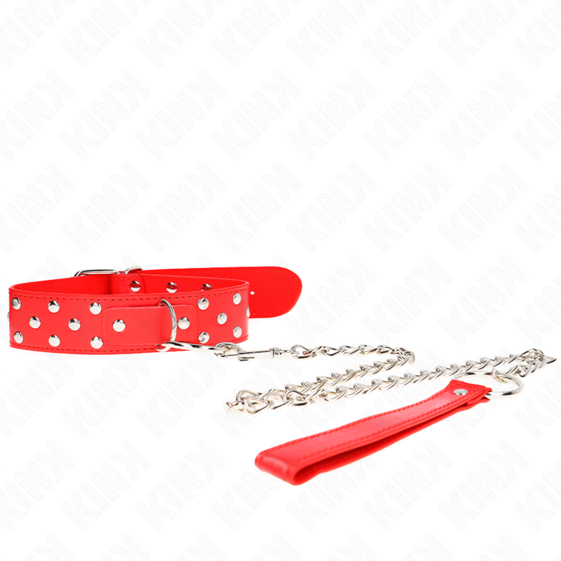 KINK - COLAR DE ALÇA DE REBITE DE ANEL COM CINTO 65 CM VERMELHO AJUSTÁVEL 36-50 CM X 3,8 CM - Imagem 3
