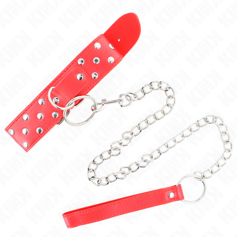 KINK - COLAR DE ALÇA DE REBITE DE ANEL COM CINTO 65 CM VERMELHO AJUSTÁVEL 36-50 CM X 3,8 CM - Imagem 4