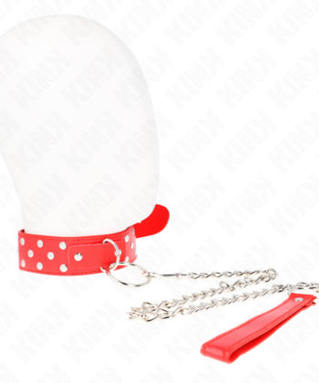 KINK - COLAR DE ALÇA DE REBITE DE ANEL COM CINTO 65 CM VERMELHO AJUSTÁVEL 36-50 CM X 3,8 CM