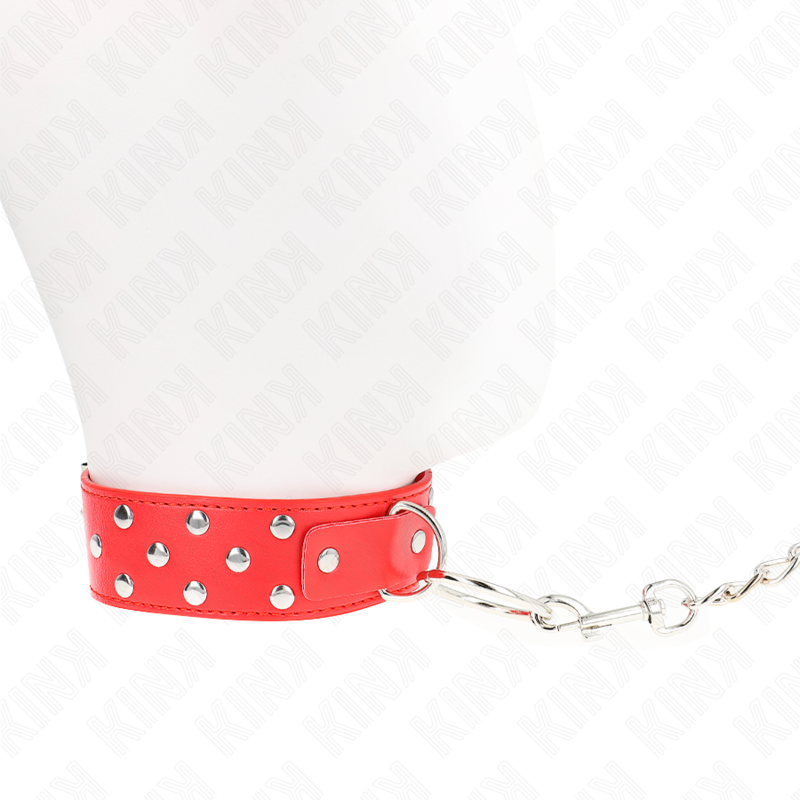 KINK - COLAR DE ALÇA DE REBITE DE ANEL COM CINTO 65 CM VERMELHO AJUSTÁVEL 36-50 CM X 3,8 CM - Imagem 2