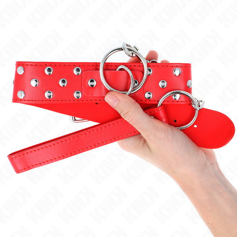 KINK - COLAR DE ALÇA DE REBITE DE ANEL COM CINTO 65 CM VERMELHO AJUSTÁVEL 36-50 CM X 3,8 CM - Imagem 5