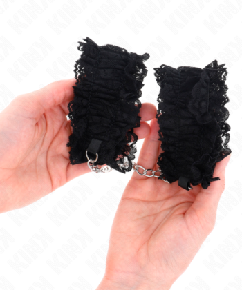 KINK – Algemas elásticas de renda para pulsos pretas - Imagem 4