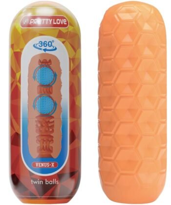 PRETTY LOVE - TWIN BALLS MASTURBADOR MASCULINO LARANJA