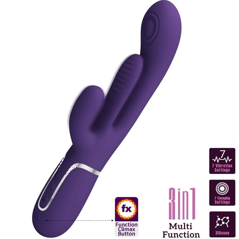 PRETTY LOVE - SHANIA TRIPLE RABBIT VIBRADOR MULTIFUNCIONAL ROXO - Imagem 5