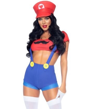 LEG AVENUE - FANTASIA SEXY MARIO BROS VERMELHO/AZUL M