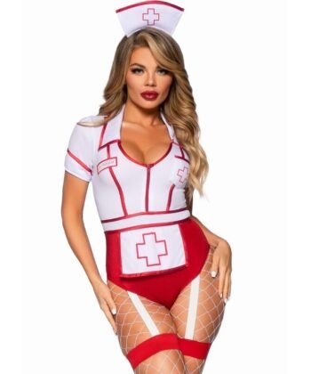 Visão alternativa de LEG AVENUE - FANTASIA DE ENFERMEIRA SEXY VERMELHO/BRANCO M