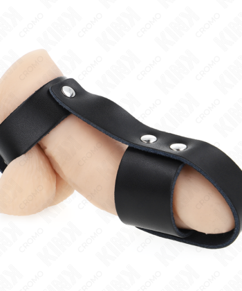 KINK - ANEL DE COURO PARA PÊNIS COM DIVISOR DE BOLAS AJUSTÁVEL