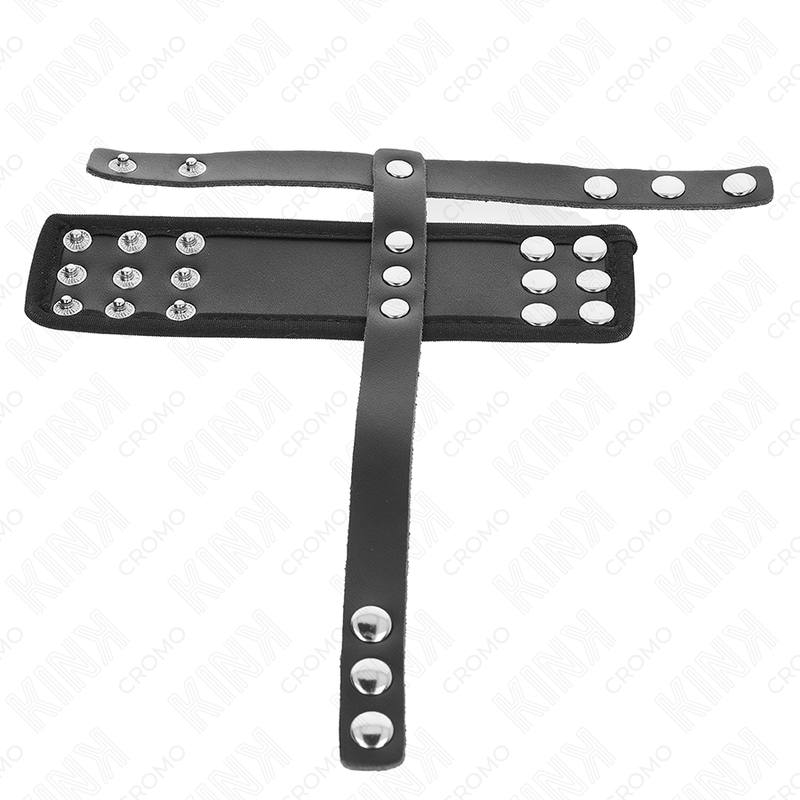 KINK - ANEL DE GAIOLA DE PÊNIS DE COURO COM TIRA DIVISORA DE BOLAS REVESTIDA AJUSTÁVEL - Image 2