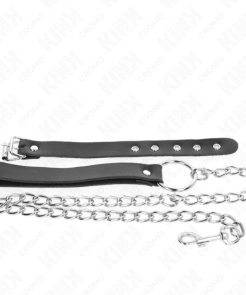 Visão alternativa de KINK - ANEL DE COURO PARA PÊNIS COM CORRENTE 21,5 X 2 CM E CORRENTE DE METAL 60 CM