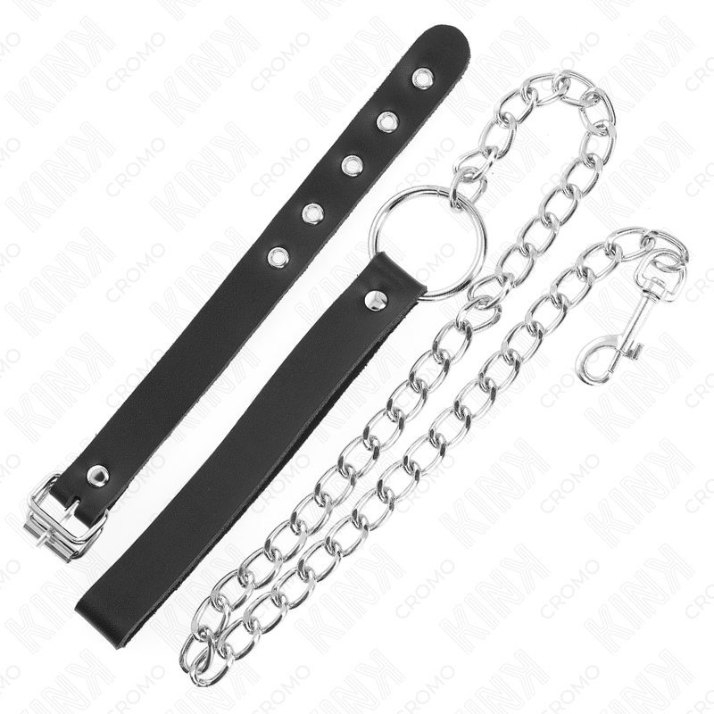KINK - ANEL DE COURO PARA PÊNIS COM CORRENTE 21,5 X 2 CM E CORRENTE DE METAL 60 CM - Imagem 4