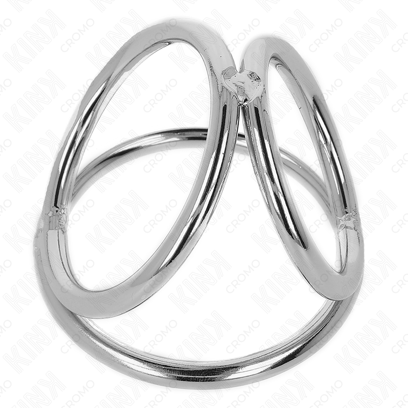 KINK - ANEL DE PÊNIS TRIPLO DE METAL CROMADO DE 3,2 CM A 4,5 CM - Imagem 3