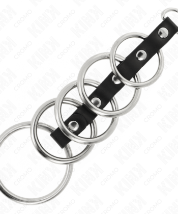 Visão alternativa de KINK - 5 ANÉIS DE METAL DE 3,2 CM A 5 CM CONECTADOS POR COURO
