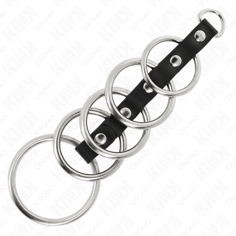 KINK - 5 ANÉIS DE METAL DE 3,2 CM A 5 CM CONECTADOS POR COURO - Imagem 2