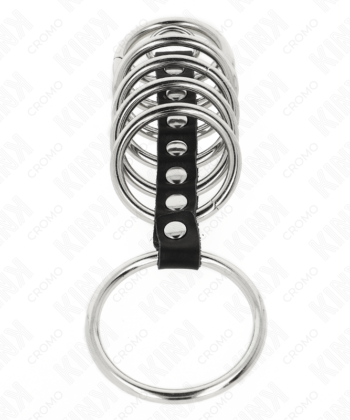 Visão alternativa de KINK - 7 ANÉIS DE METAL DE 3,2 CM A 5 CM CONECTADOS POR COURO