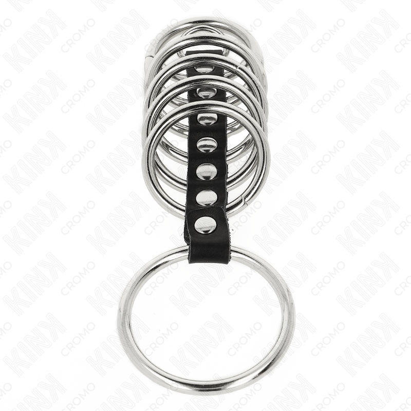 KINK - 7 ANÉIS DE METAL DE 3,2 CM A 5 CM CONECTADOS POR COURO - Imagem 2