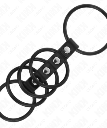 Visão alternativa de KINK - 5 ANÉIS DE SILICONE 3,8 CM A 4,8 CM CONECTADOS POR COURO