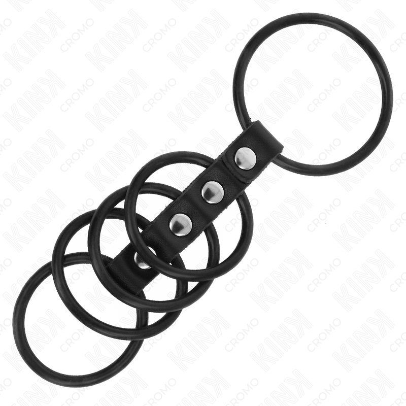 KINK - 5 ANÉIS DE SILICONE 3,8 CM A 4,8 CM CONECTADOS POR COURO - Imagem 2