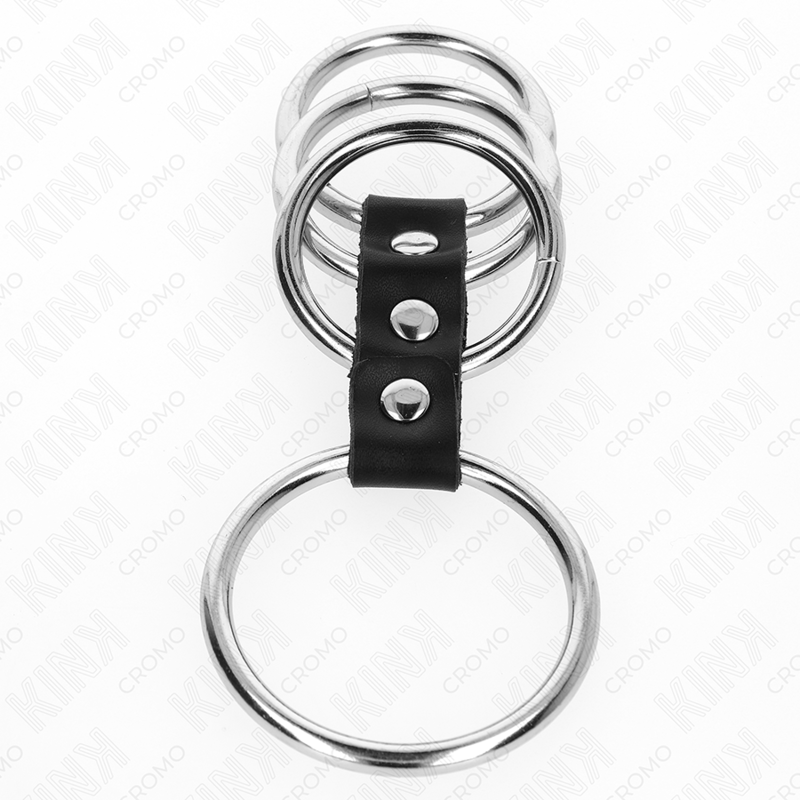 KINK - 4 ANÉIS DE METAL DE 3,7 CM A 5 CM CONECTADOS POR COURO - Imagem 2