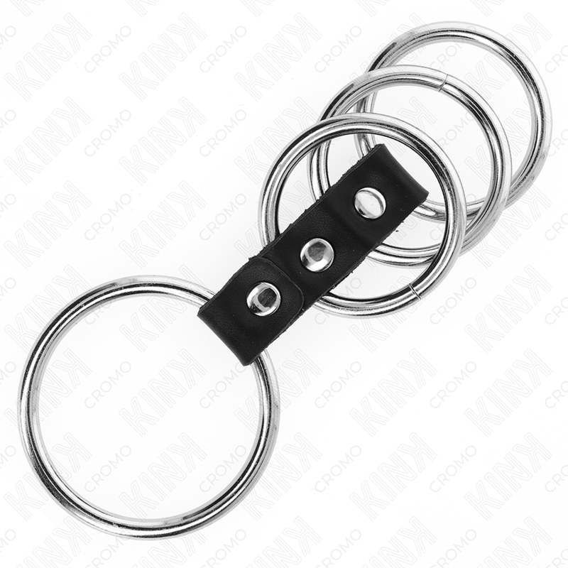 KINK - 4 ANÉIS DE METAL DE 3,7 CM A 5 CM CONECTADOS POR COURO - Imagem 4