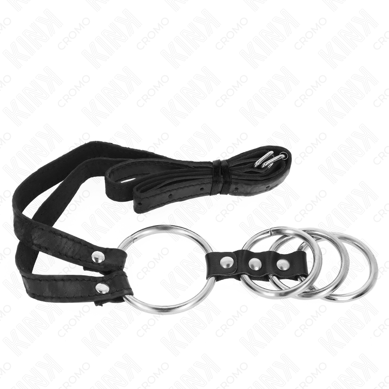 KINK - 4 ANÉIS DE METAL CONECTADOS DE 3,8 CM A 5 CM COM CINTO DE COURO 112 CM - Imagem 3